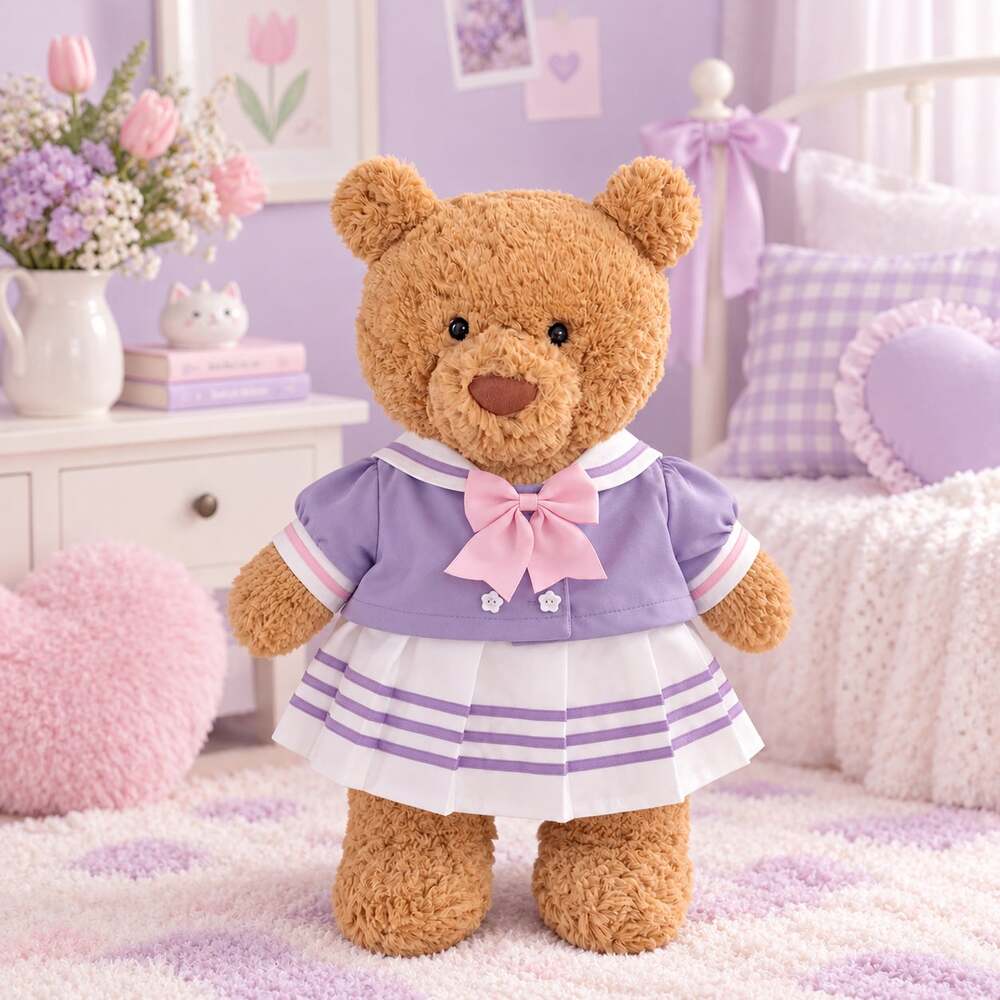 Large Bartholomew Bear & 16" Plush Clothes Outfit - Lavender Sailor Top